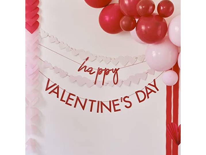 Ginger Ray BM-106 Rood en Roze Happy Valentines Bunting