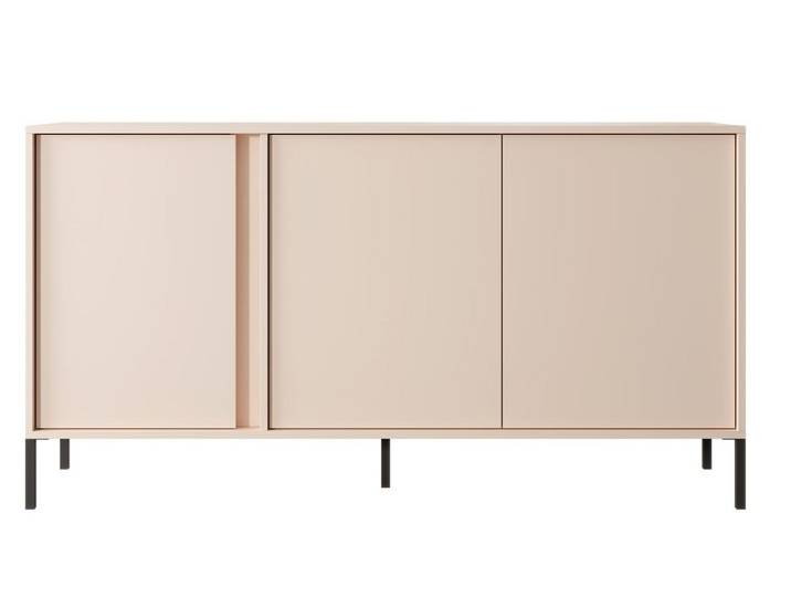 Compleo Sideboard dreitürig, Push to open Funktion, Metallfüße, LED-Beleuchtung NINA, Breite: 153 cm