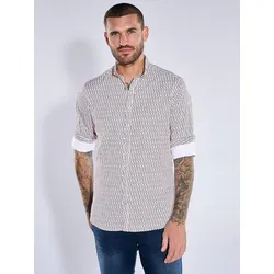 emilio adani Herren Jerseyhemd mit Muster Rot regular gemustert Button Down - L