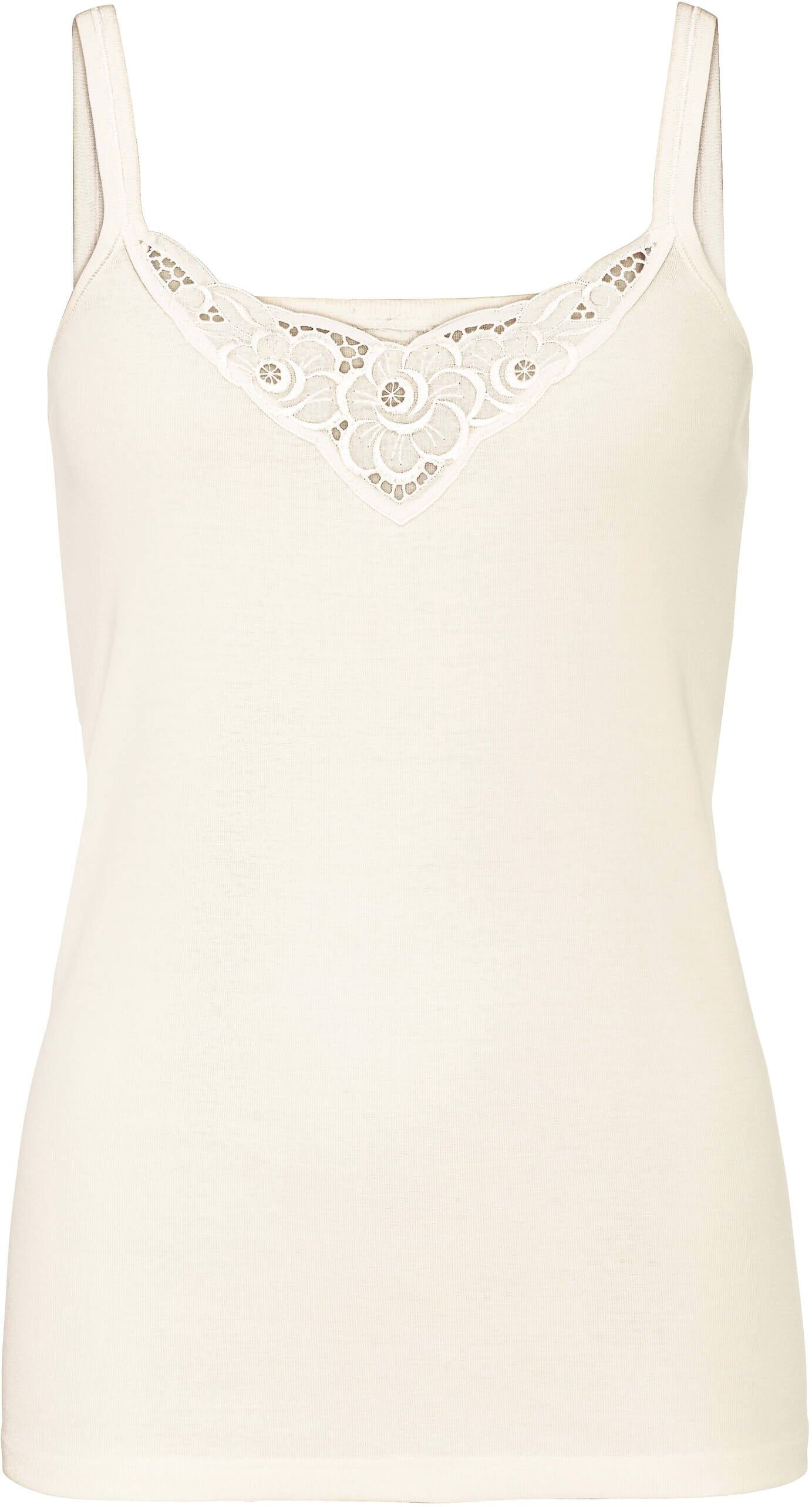 Unterhemd WITT "Trägerhemd Trägerhemd mit Batist-Motiv 3 Stück", Damen, Gr. 38, 3 Stk., N-Gr, weiß, apricot, champagner, Basic, Unterhemden Unterhemd