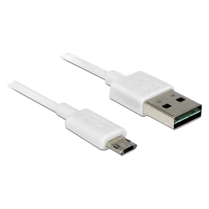 Delock USB2.0-Kabel Easy A-MicroB: 0.2m, weiss (0.20 m, USB 2.0) (84805)
