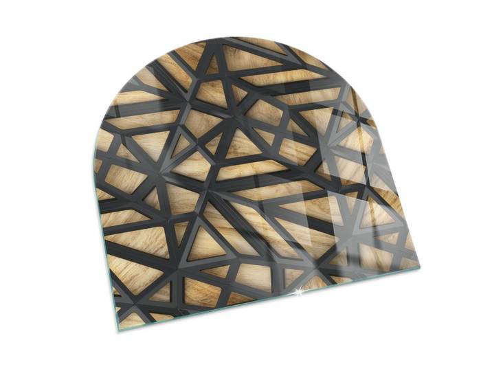 KAMINBODENPLATTE 100x100 cm - Geometrie mit Holz