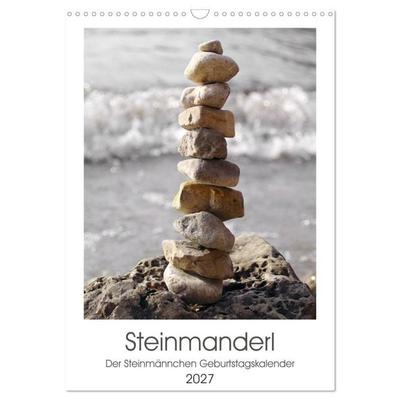 Steinmanderl - Der Steinmännchen Geburtstagskalender (Wandkalender 2027 DIN A3 hoch), CALVENDO Monatskalender