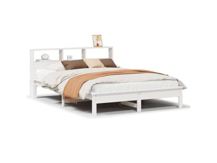 SDWEHBJ Massivholzbett ohne Matratze 135x190 cm, Kiefernholz, Weiß, 210,5 x 147 x 80 cm, mit Lattenrost