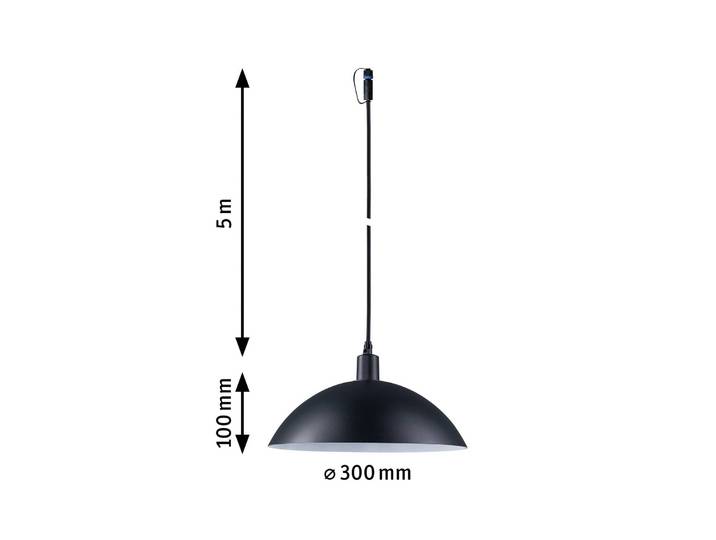 Paulmann Plug & Shine Pendelleuchte Mapalo, E14, IP44 dimmbar, schwarz, Aluminium