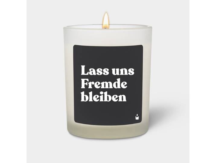 Duftkerze Weiss Woody Lass uns Fremde bleiben