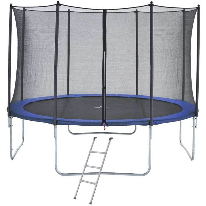 Trampolin 430 cm blau mit Schutznetz und Leiter