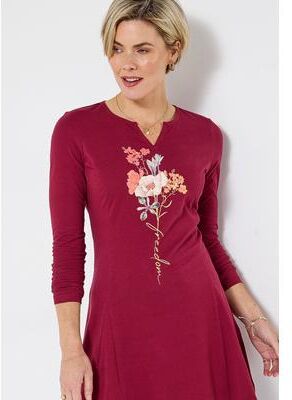 Plus Size Women's Stretch Knit Pleat Tunic by Joe Browns in Freedom Flower (Size L)