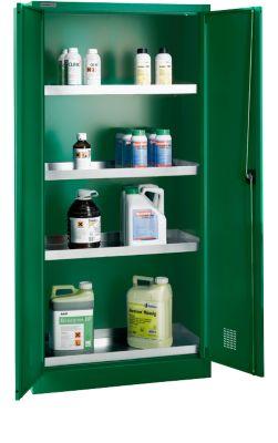 Schäfer Shop Select Pflanzenschutzmittel- und Chemikalienschrank, Stahl, B 950 x T 500 x H 1935 mm, 4 Standard-Wannen, 4 x 20 l