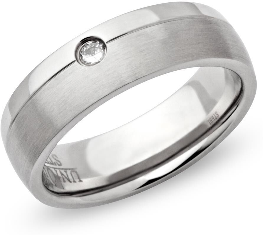 Unique Exklusiver Edelstahlring Zirkonia matt 6mm silber