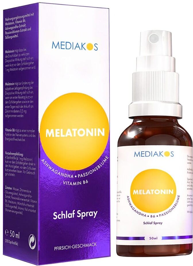Melatonin Ashwagandha Mediakos Schlaf Spray Vegan