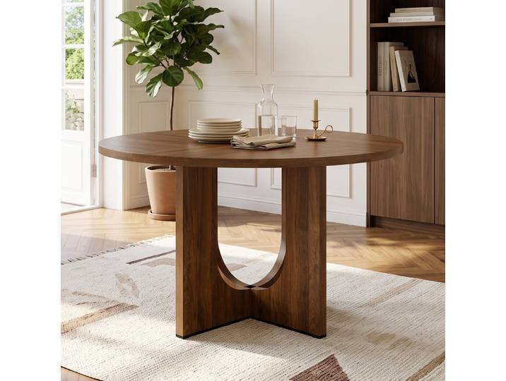 REDOM Esstisch Design-Esstisch – skandinavischer Stil & runde Form (Packung, 1-St., Walnuss, 120×120×75 cm, für 4–6 Personen), natürliche Holzmaserung, 120 cm