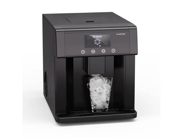 Klarstein Eiswürfelmaschine – Edelstahl-Eiswürfelbereiter, 3 Eiswürfelgrößen, 12 kg/24 h, Touch-Display, 3-Liter-Wassertank, Eiswürfelspender, Ice Maker, Schwarz