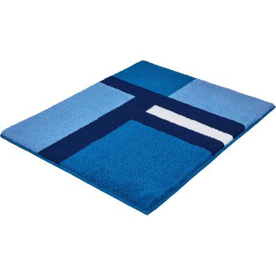 Badematte KLEINE WOLKE "»Ariana«, Badvorleger, Badezimmer Teppich", blau (royalblau), H:20mm, Polyester, Badematten, Badematte, Geometrisches Design mit kontrastierendem Mittelstreifen