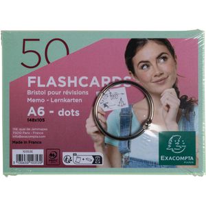 Exacompta Karteikarten Flashcards, 10353E, A6, dotted, grün, mit Ring, 50 Stück