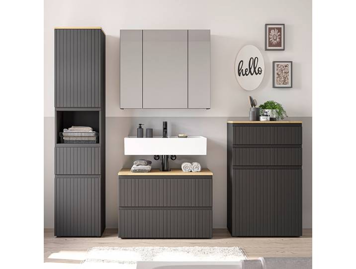 Salle de bain D - 4 éléments 180cm Noir/Noir