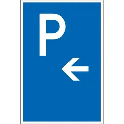 Schild I Parkplatzschild mit Pfeil links, Kunststoff, 250x400mm