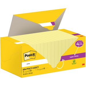 Post-it Haftnotizen Super Sticky Notes, gelb, 76 x 76mm, selbstklebend, 18x 100 Blatt
