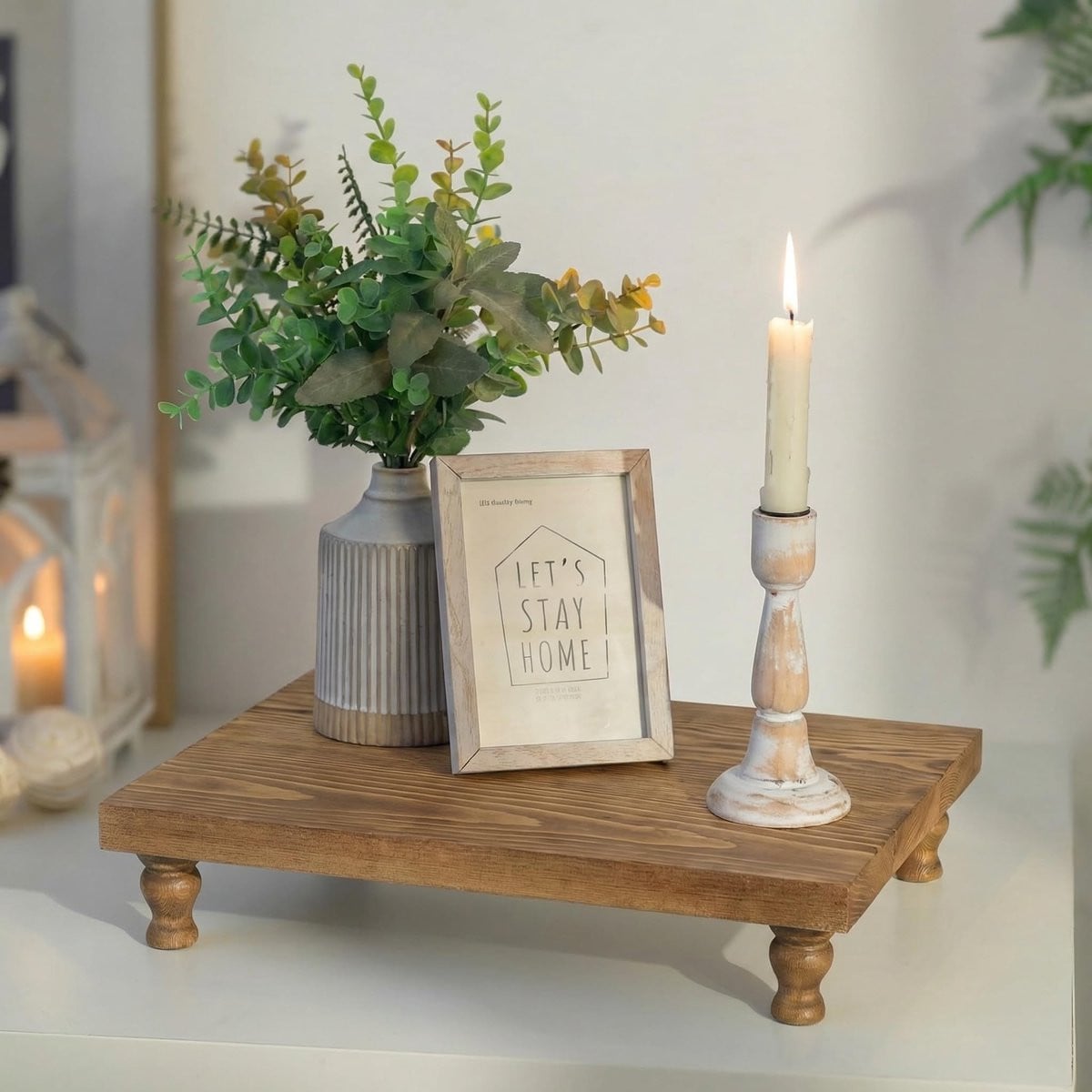 Omgoods Decoratieve Houten Riser - Rustieke Display Stand voor Keuken en Eettafel