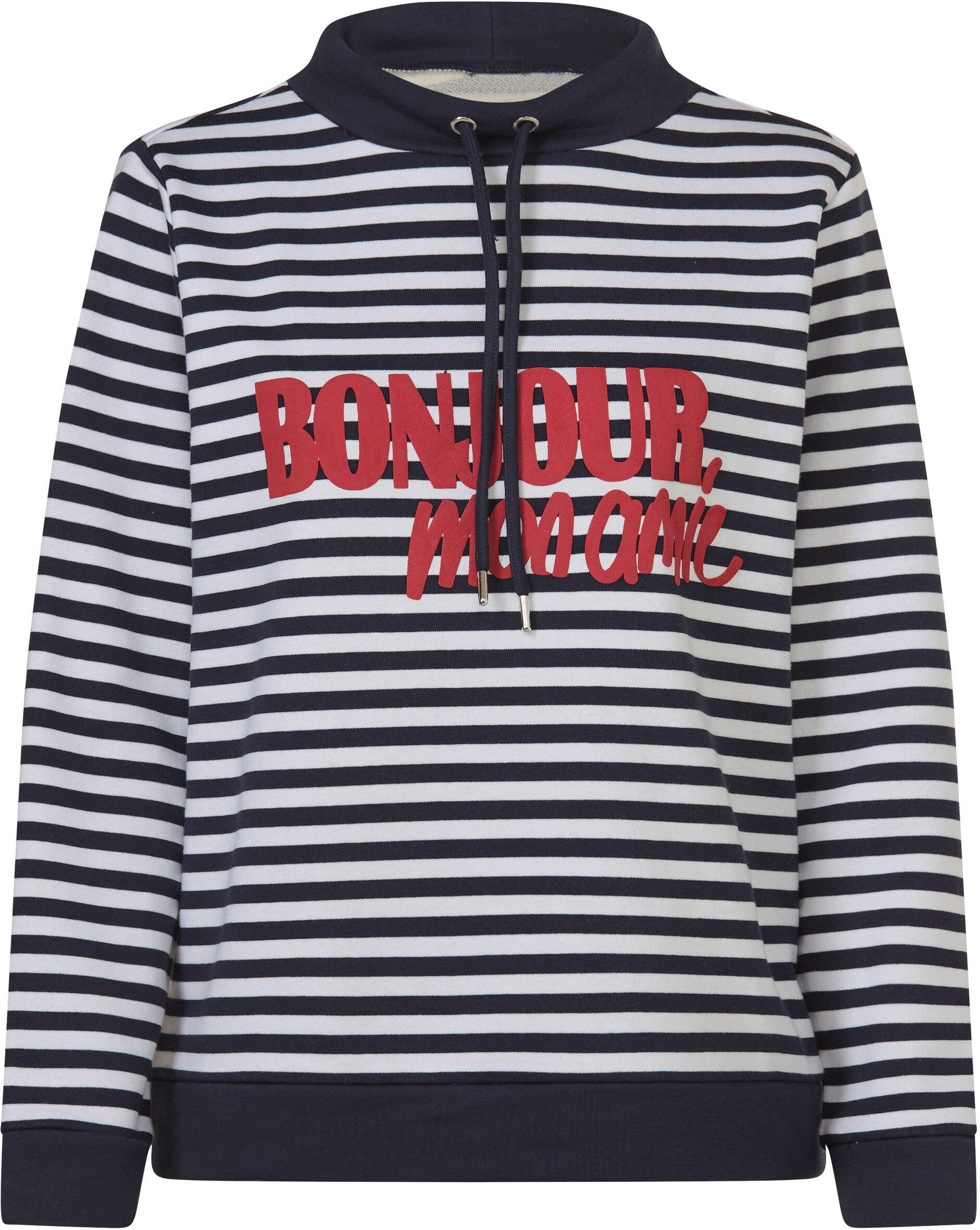 Hoodie HEINE "Sweatshirt Sweatshirt mit Ringelmuster", Damen, Gr. 38, ecru, marine, bedruckt, Sweatware, , Modisch, Sweatshirts Hoodie