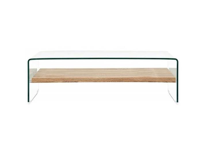En Promotion Table basse(1 PC) - SHIELD - Support 30 kg - table du canapé - Clair 98x45x31 cm Verre trempé T23322