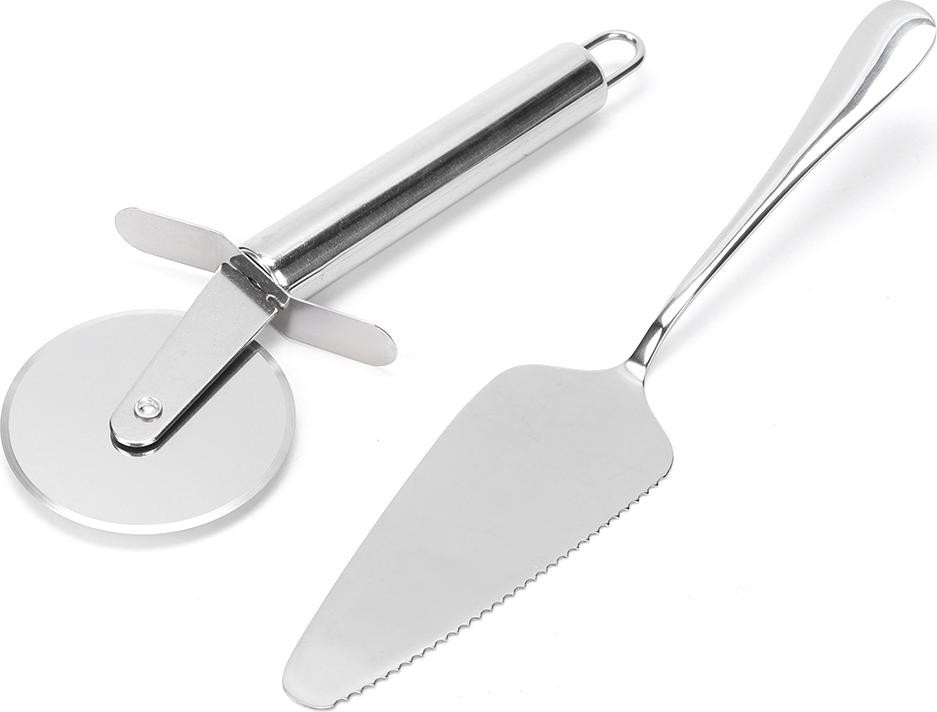 Cocosity Set van 2 Keukenaccessoires: Roestvrijstalen Pizzames en Spatel voor het Bakken en Snijden van Deeg