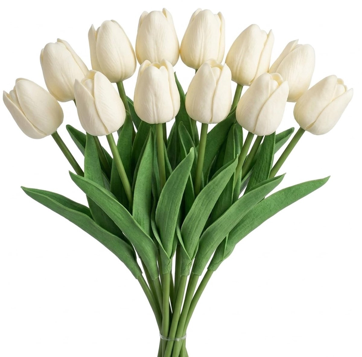SnelShoppen Set van 12 Real Touch Latex Tulpen in Crèmewit voor Decoratie