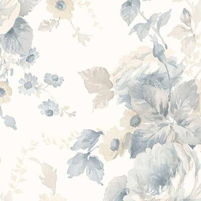 La Rosa Maryville 32.7 Ft. x 20.5 In. Vinyl Blue Peonies Wallpaper Covering
