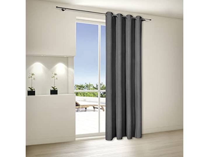 Ösenschal Claudius - Blickdichter Vorhang in Anthrazit, B/H: 140 cm / 235 cm - Modernes Design, Raumverdunkelung und Privatsphäre - Pflegeleicht