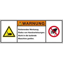 Aufkleber I Produktsicherheitsschild Warnung Rotierendes Werkzeug, RoHS konform, Folie, 100x35mm, ISO 3864-2