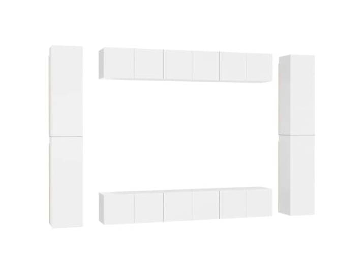 hliofuir 10-tlg. TV-Schrank-Set Hängend Weiß Holzwerkstoff Schwebendes Design für Wohnzimmer und Gästezimmer mit modularen Schränken für Multimedia und flexible Wandgestaltung.