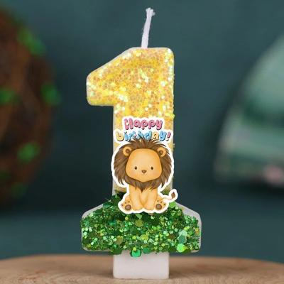 Inspired Living Forest Animal Lion Number Birthday Candle For Kids Cake Decoration 1