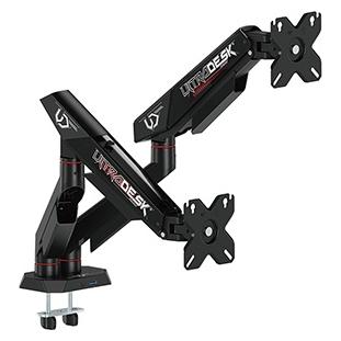 Ultradesk SWORD Double Positionierbarer Halter für 2 Monitoren, schwarz, 2x12KG, 17"-40" (Tisch, 40", 12 kg) (78179011)
