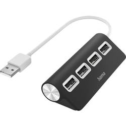 hama 00200119 USB-Hub, 4 Ports, USB 2.0, 480 Mbit/s, Schwarz