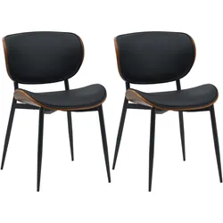 CLP 2er Set Esszimmerstuhl Enid Kunstleder   Farbe: walnuss/schwarz, Material: Kunstleder