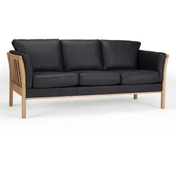 Nordic Collection Sofa Aya Leder Black 3-Sitzer