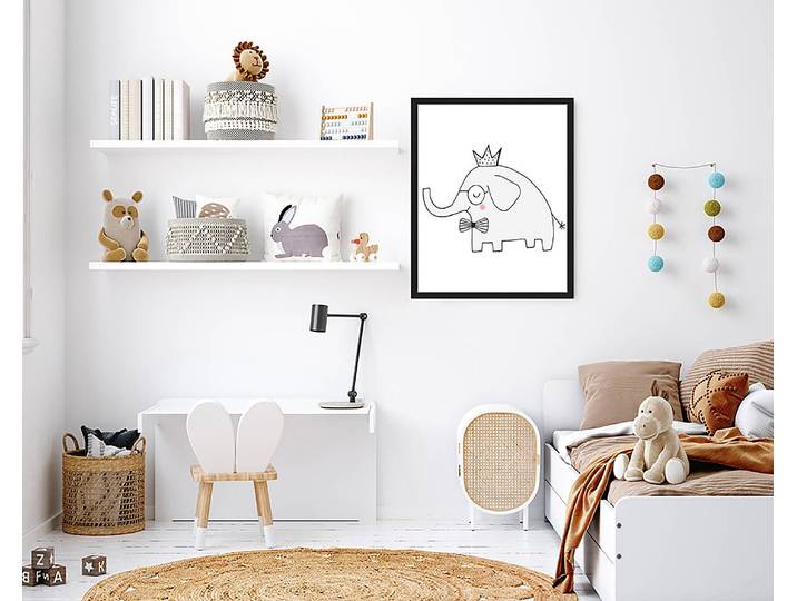 Tableau déco King Elephant 43 x 53cm Multicolore