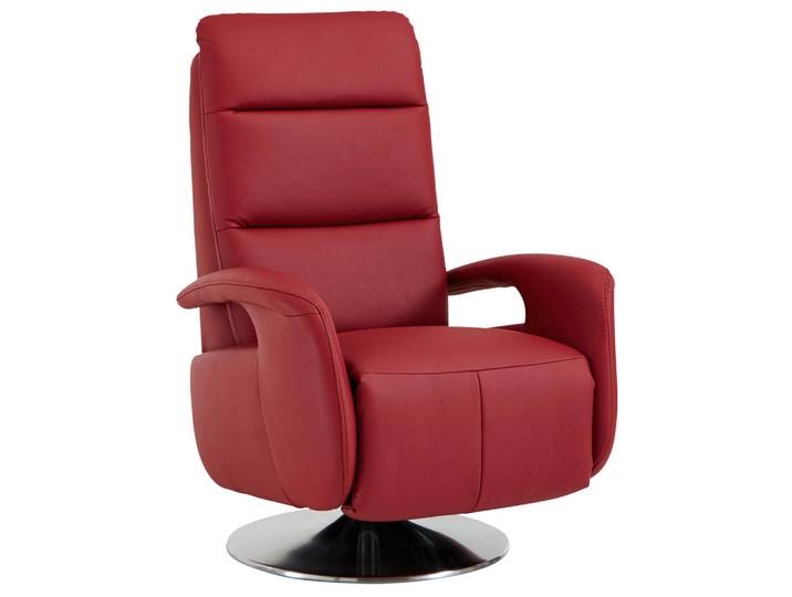 Beldomo Premium Relaxsessel, Rot, Metall, Echtleder, Semi-Anilinleder, 84x88x110 cm, Goldenes M, Fußauswahl, Lederauswahl, Relaxfunktion, Wohnzimmer, Sessel, Relaxsessel