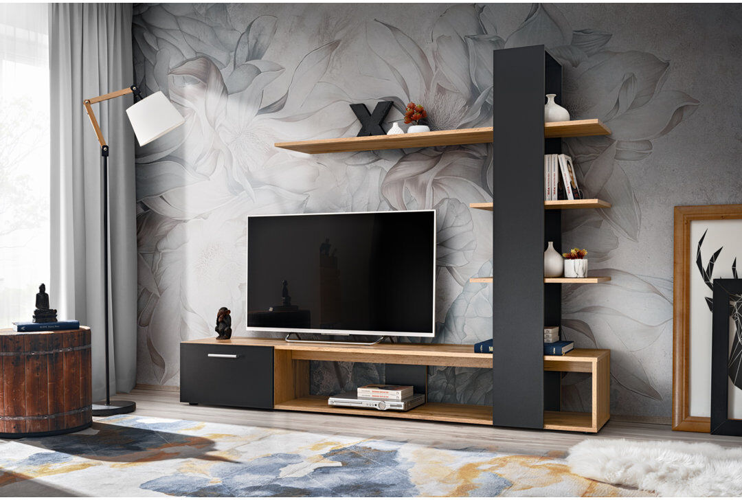 Latitude Run Kyllian Entertainment Unit for TVs up to 58" Black/Oak 58"