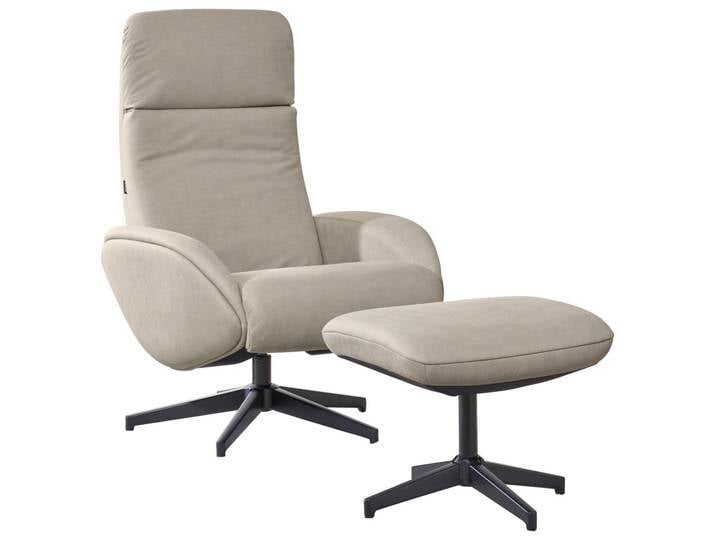 XORA Relaxsessel mit Hocker MAYA, taupe, Stoff