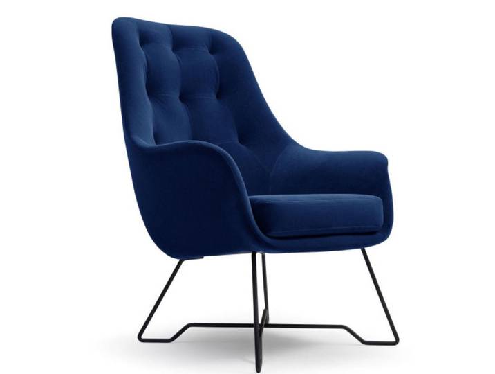 Sepro Meble Sessel Granatowy Enzo Gepolstert Mit Gepolstertem Rückenlehne, Dunkelblau, 72.5x101.5x83 cm, Wohnzimmer, Sessel, Polstersessel