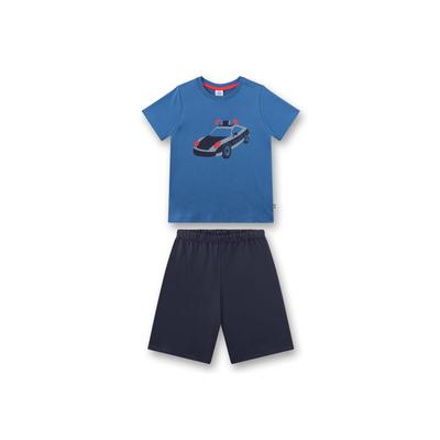 Schlafanzug SANETTA "Pyjama Schlafanzug Polizei kurz Kids", Jungen, Gr. 116, blau, Obermaterial: 100% Baumwolle CO., Homewear-Sets Schlafanzug