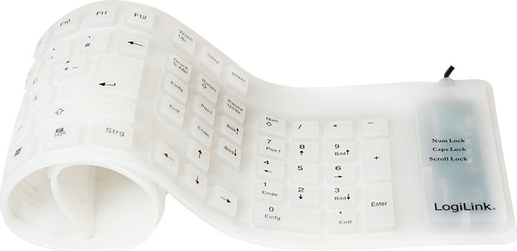 LogiLink Flexibel en waterbestendig USB + PS/2 toetsenbord, wit