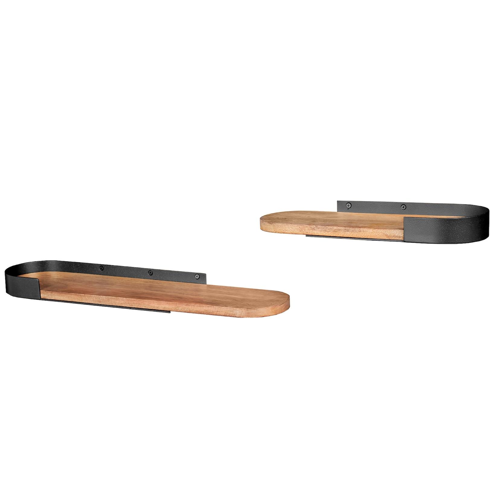 riess-ambiente Wandregal PURE NATURE - modern 2er Set 60cm schwarz Mangoholz massiv Metall handmade