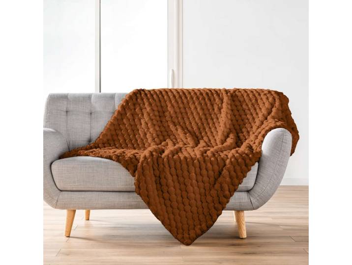 Plaid imitation fourrure / sherpa - 220x240cm - camel
