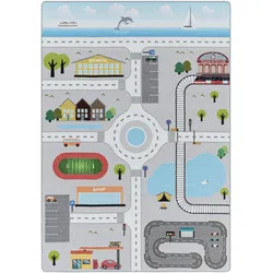 KINDERTEPPICH TRAUN, mit Spielstraßen-Motiv, Grau, 140 x 200 cm