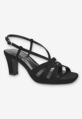 Women's Valorie Sqaure Toe Platform Sandal by Easy Street in Black Lamy (Size 7 M)
