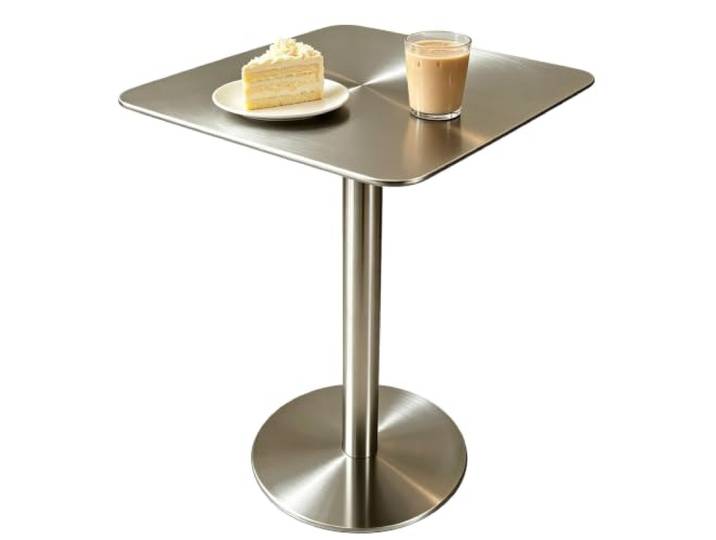 Gaommini Esstisch, Bartisch, Edelstahl, Thekenhöhe, Bistro-Pub-Tisch Beistelltische für den Innen Außenbereich, Küchen-Frühstückstische für Wohnzimmer Restaurant Café Terrasse(70x70x95cm)