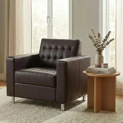 Sessel Pori, Clubsessel Loungesessel, Kunstleder, Metall-Füße ~ coffee