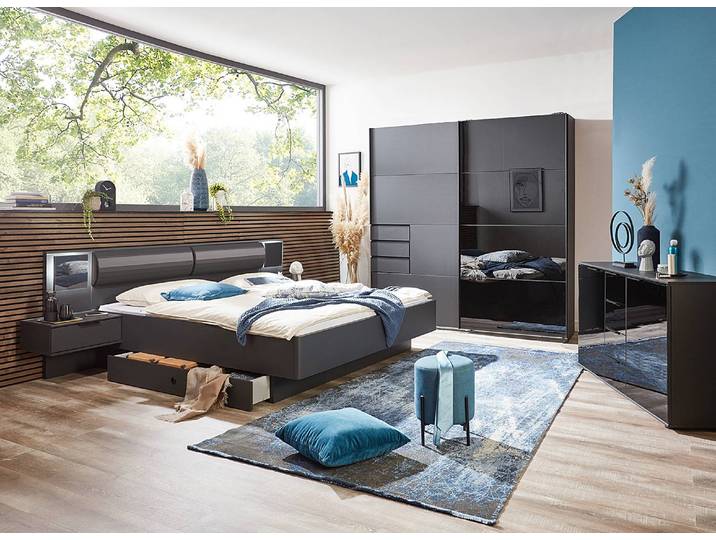 Ensemble de lit éclairé Barcelona 160 x 200cm Gris